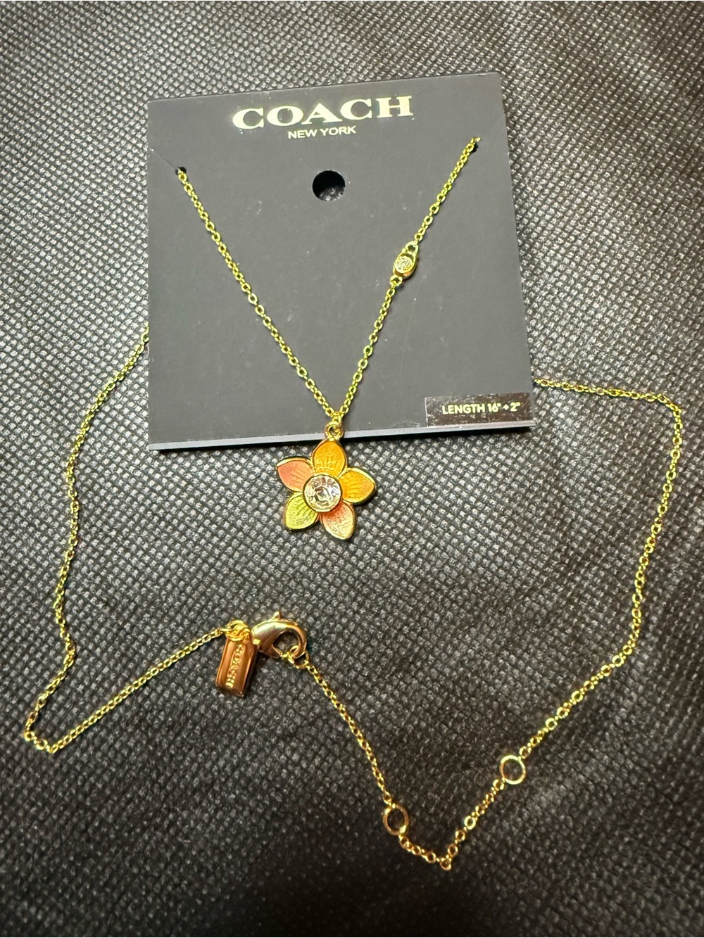 COACH Gold-Tone Multicolor Enamel Flower Pendant Necklace - Picture 2 of 4